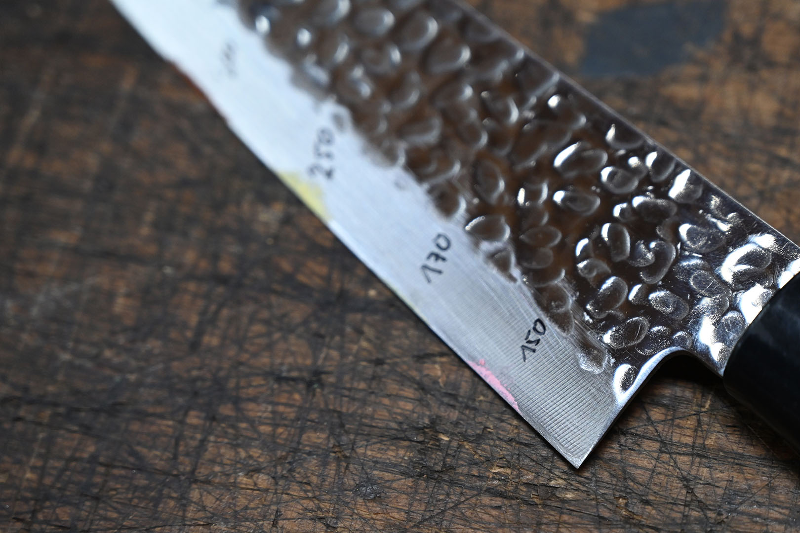 Temperaturkreide direkt an der Schneidfase